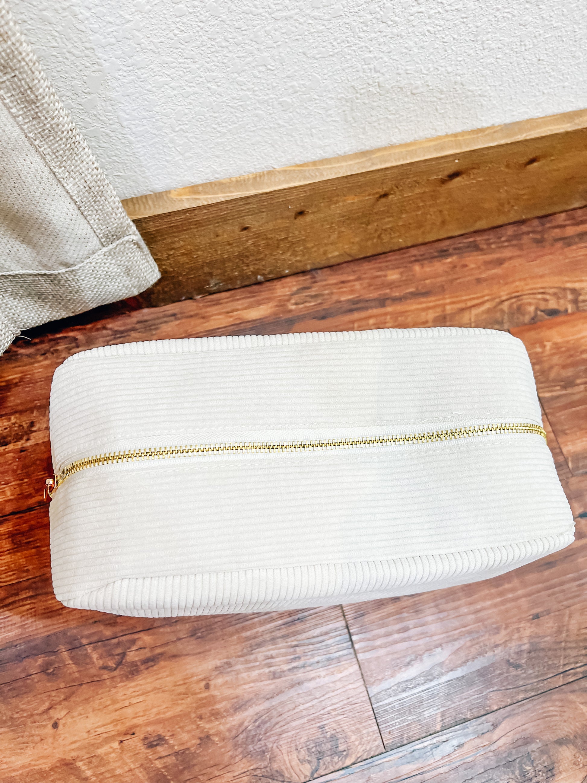 Cream Corduroy XL Cosmetic Bag - Southern Belle Boutique