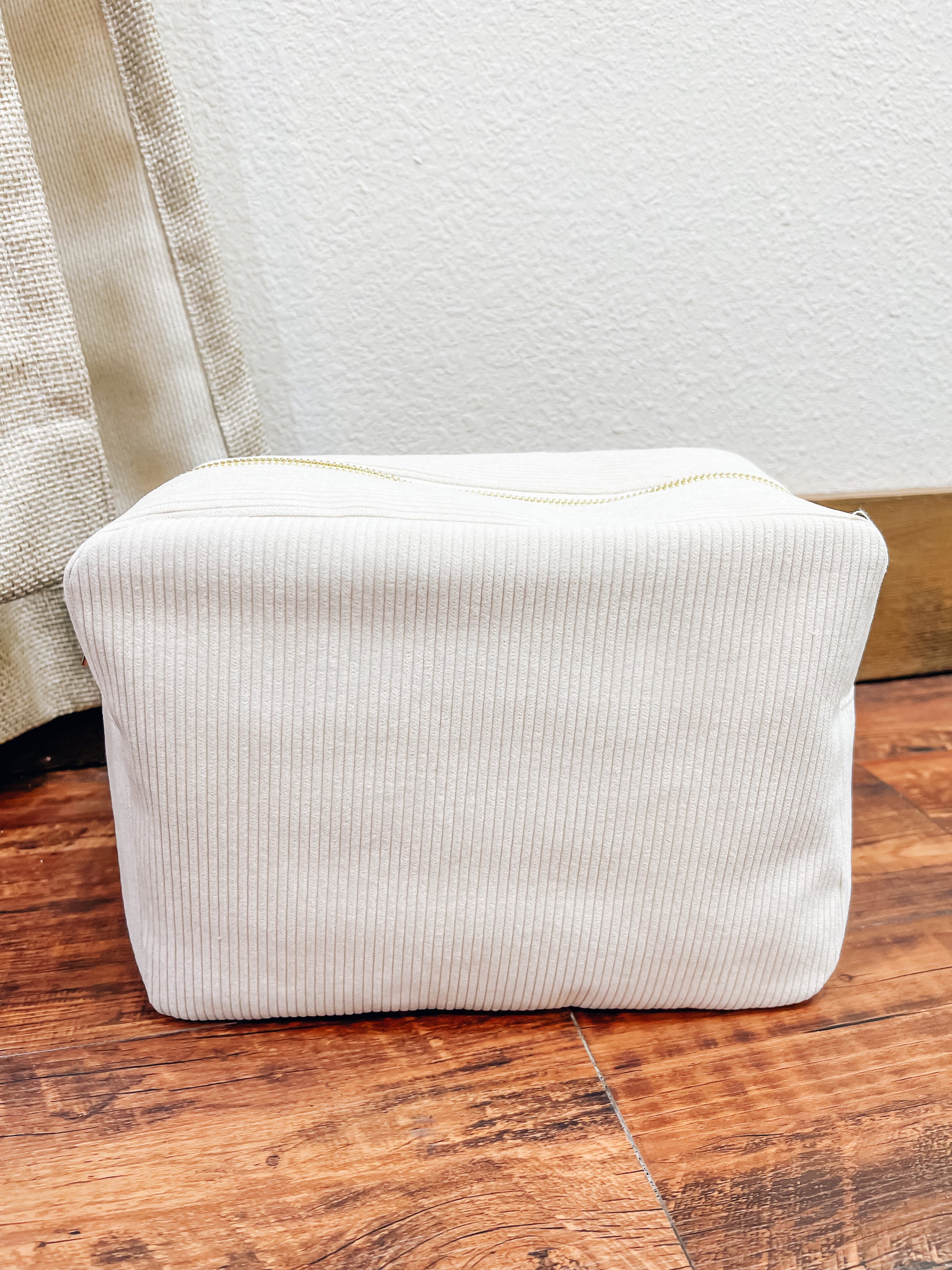 Cream Corduroy XL Cosmetic Bag - Southern Belle Boutique