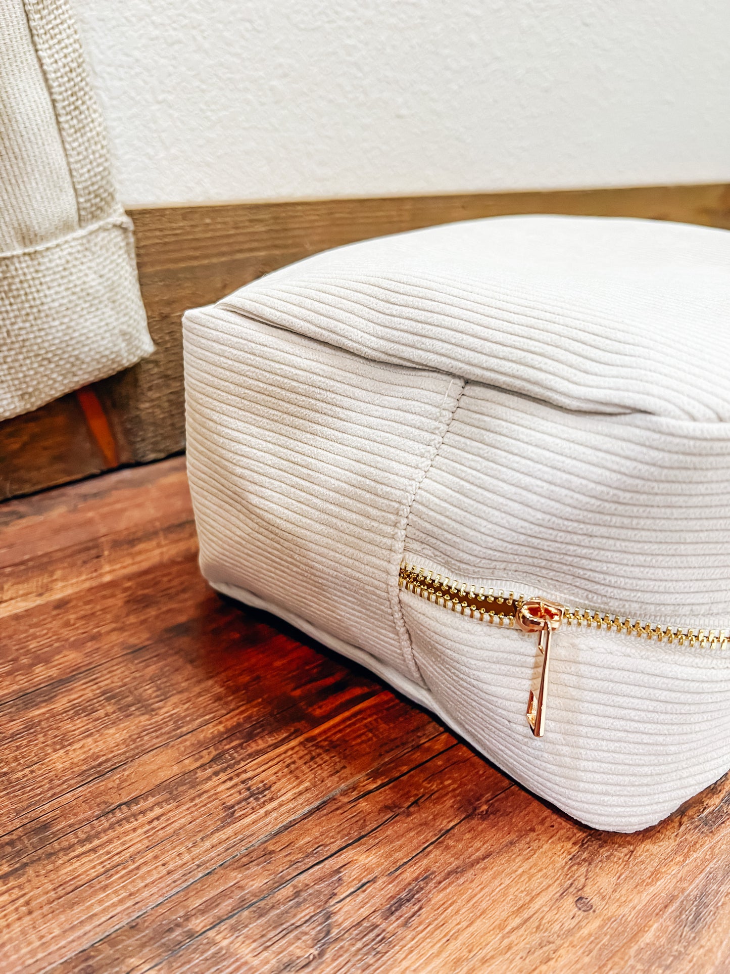 Cream Corduroy XL Cosmetic Bag - Southern Belle Boutique
