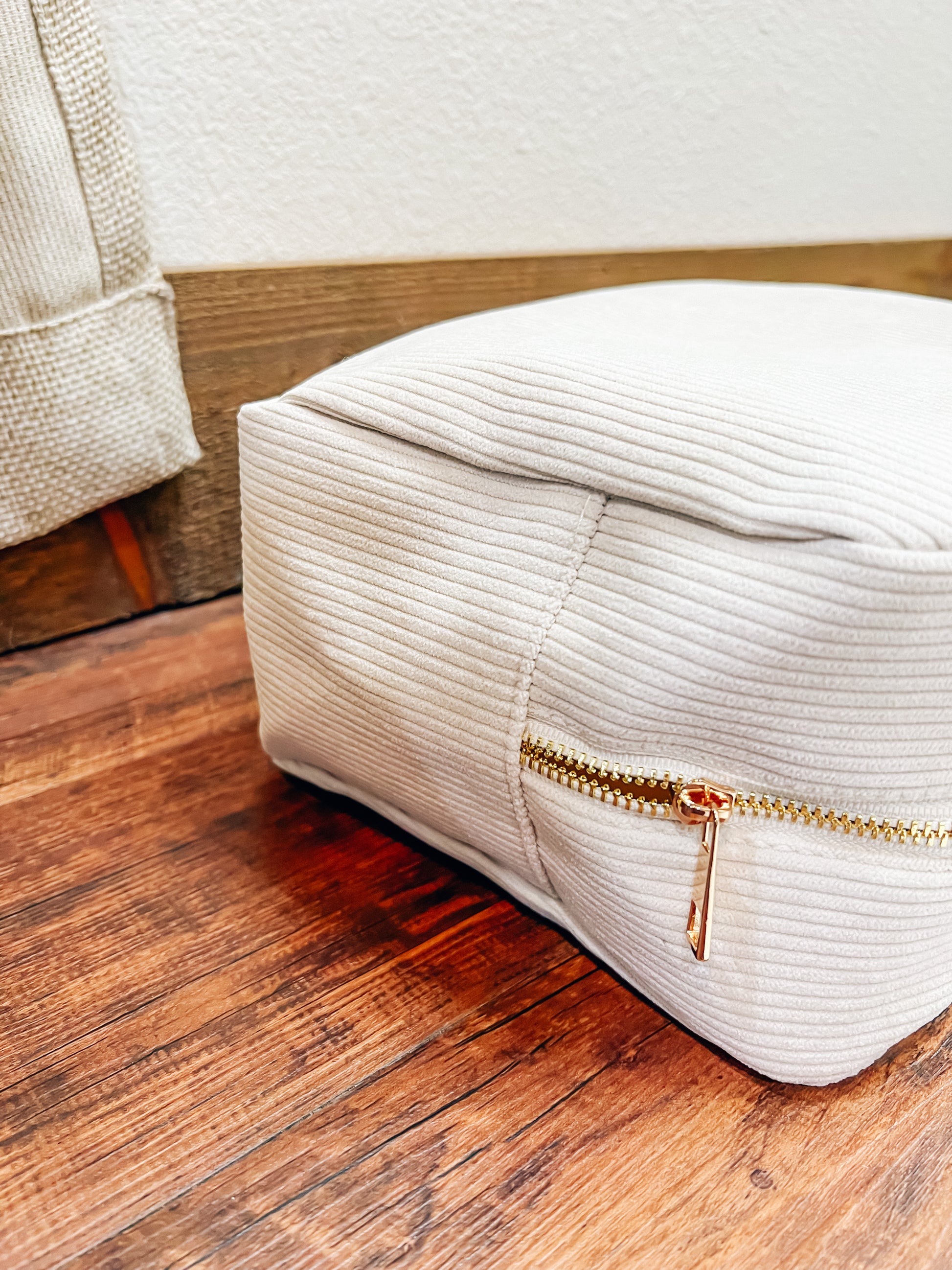 Cream Corduroy XL Cosmetic Bag - Southern Belle Boutique