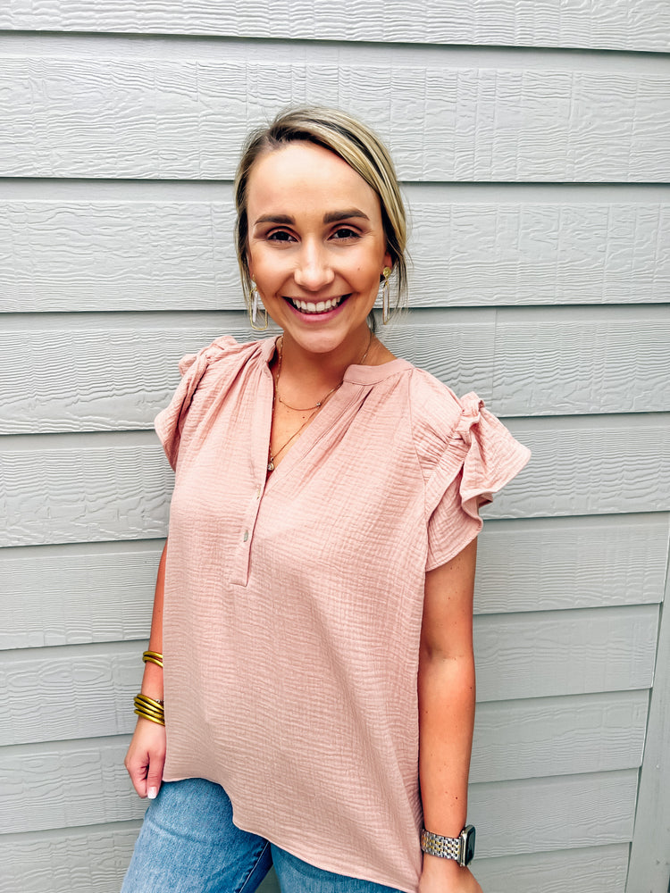 Soft Rose Ruffled Gauze Top - Southern Belle Boutique
