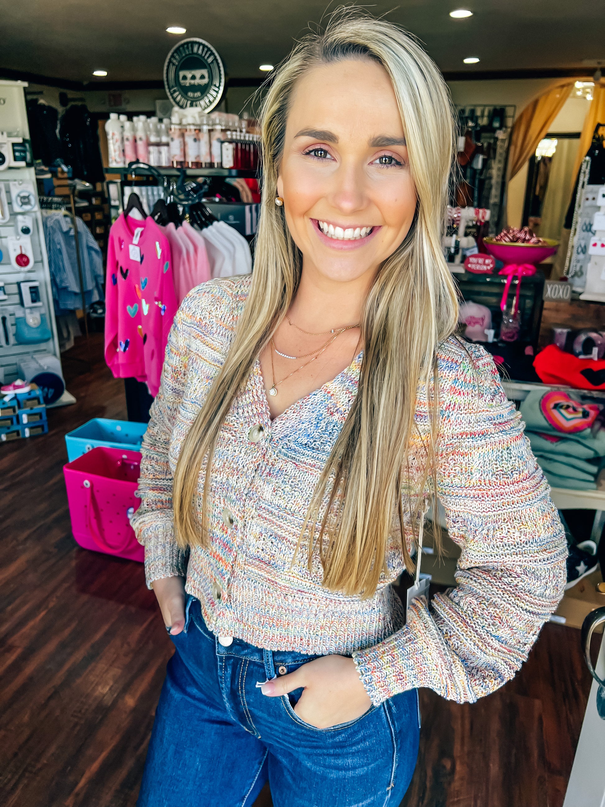 Nadira Cable Weave Cardigan Fiesta - Southern Belle Boutique