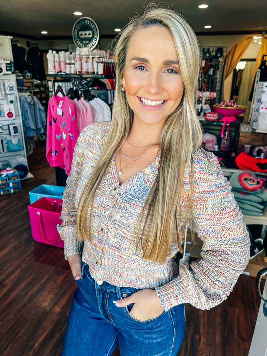 Nadira Cable Weave Cardigan Fiesta - Southern Belle Boutique
