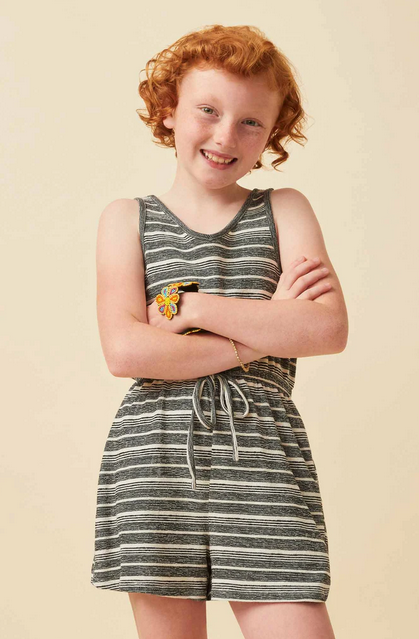 Black Striped Sleeveless Romper - Southern Belle Boutique