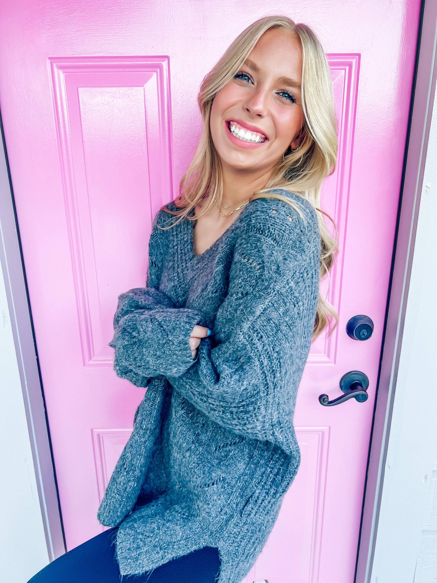 BluIvy Cable Pullover Charcoal - Southern Belle Boutique