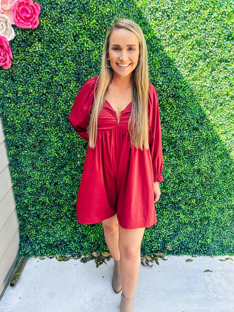 Brick Long Sleeve Romper - Southern Belle Boutique