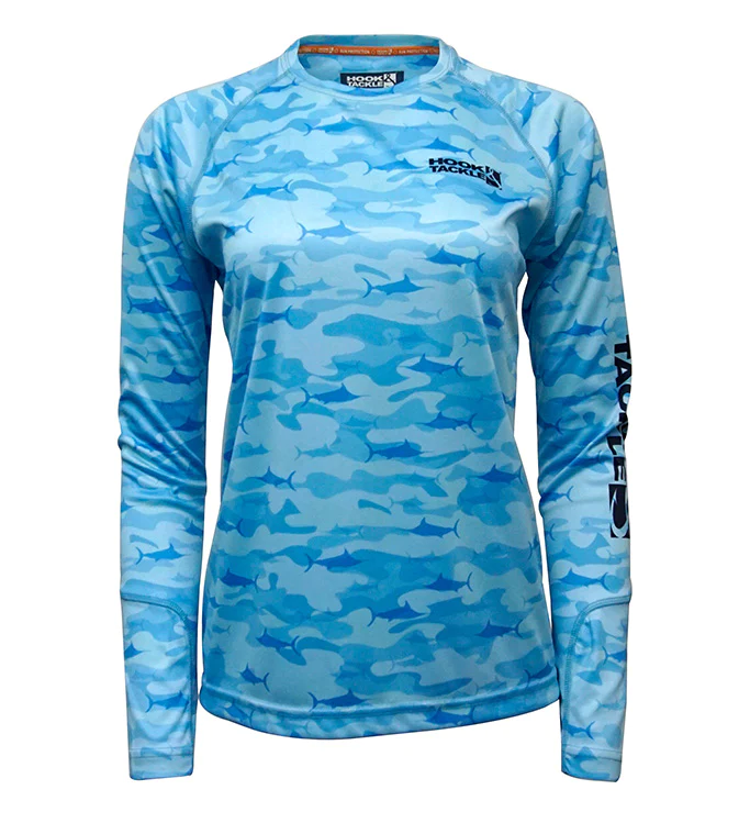 Camo Billfish Wicked Dry & Cool Fishing Shirt - Blue Mist - Southern Belle Boutique