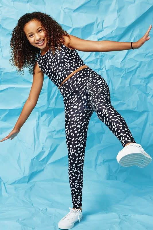 Girls Black Abstract Dotted Active Leggings - Southern Belle Boutique
