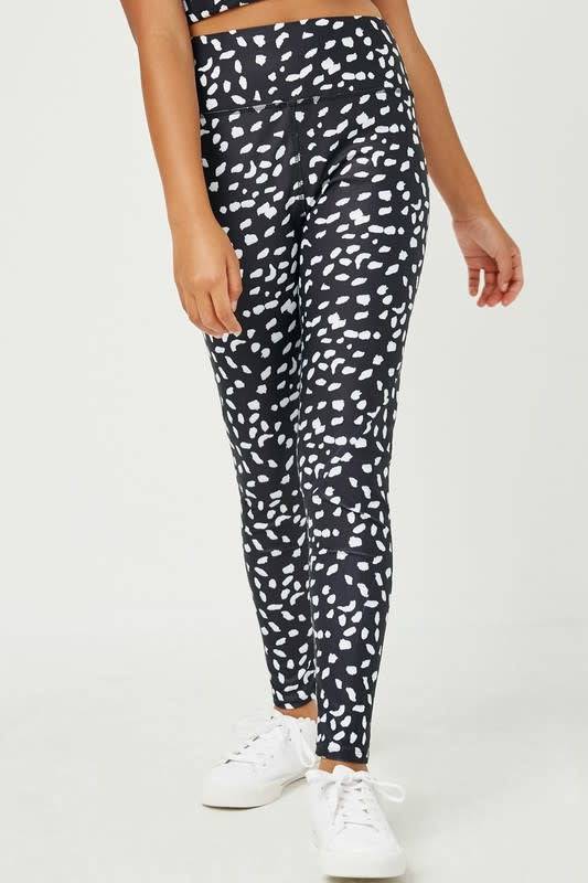 Girls Black Abstract Dotted Active Leggings - Southern Belle Boutique