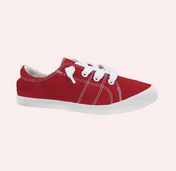 Dallas Red Canvas Sneakers - Southern Belle Boutique