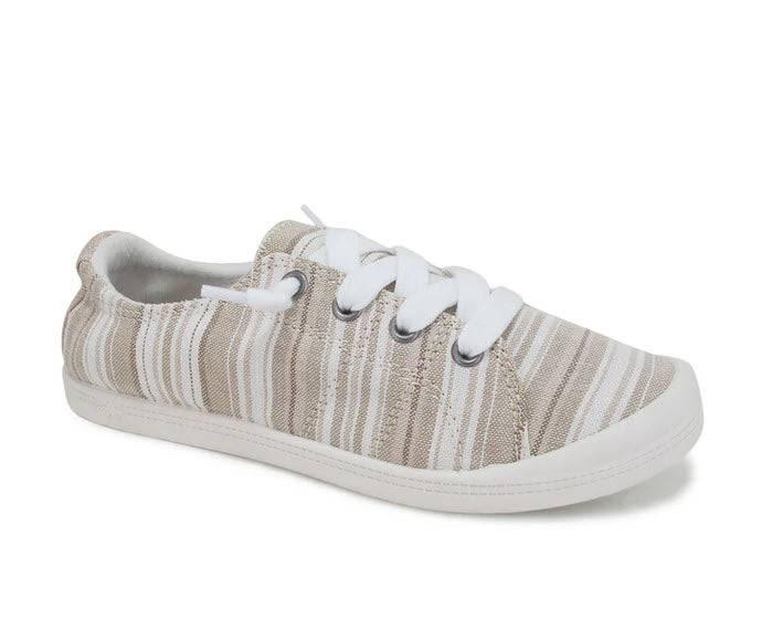 Dallas Tan Multi Strip Sneaker - Southern Belle Boutique