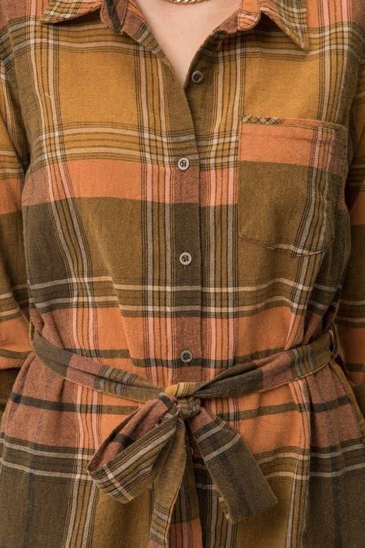 Plaid Waist Tie Dress - Southern Belle Boutique