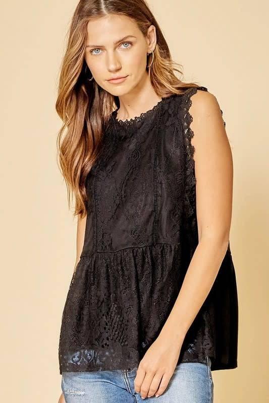 Black Lace Top - Southern Belle Boutique