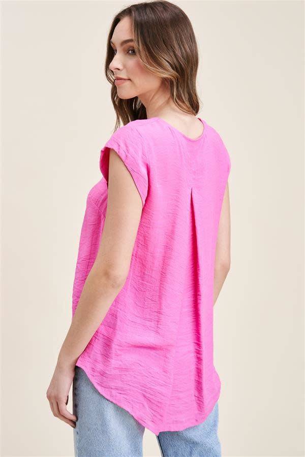 Hot Pink VNeck Blouse - Southern Belle Boutique