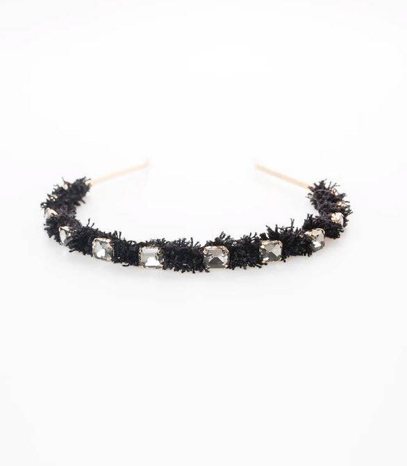 Phoebe Fluff Black Headband - Southern Belle Boutique