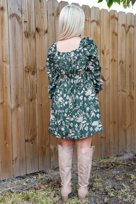 Floral Print LS Mini Dress - Southern Belle Boutique