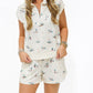 Duck Print Cuff Sleeve Short Set