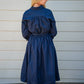 Eyelet Detailed Button Down Midi Dress - Blue Black