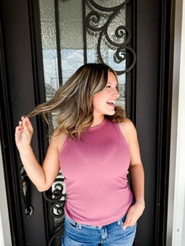 Mauve Ribbed Tank - Southern Belle Boutique