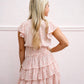 Floral Butterfly Short Sleeve Ruffle Mini Dress