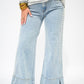 Mid Rise Flare Jean w/Split Cuff - Pearl Embellishment