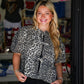 Mocha Print Front Bow Tie Blouse - Southern Belle Boutique