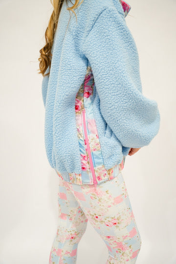 Ice Blue Floral Fleeve Jacket - Southern Belle Boutique