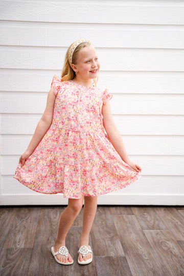 Red Floral Print Tiered Dress - Southern Belle Boutique