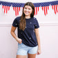 Star Embroidered Cotton Tee - Navy