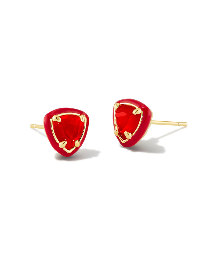 Arden Enamel Framed Stud Earrings - Gold Red Illusion - Southern Belle Boutique