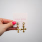Gold Mini Western Cross Earrings