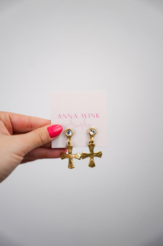 Gold Mini Western Cross Earrings - Southern Belle Boutique