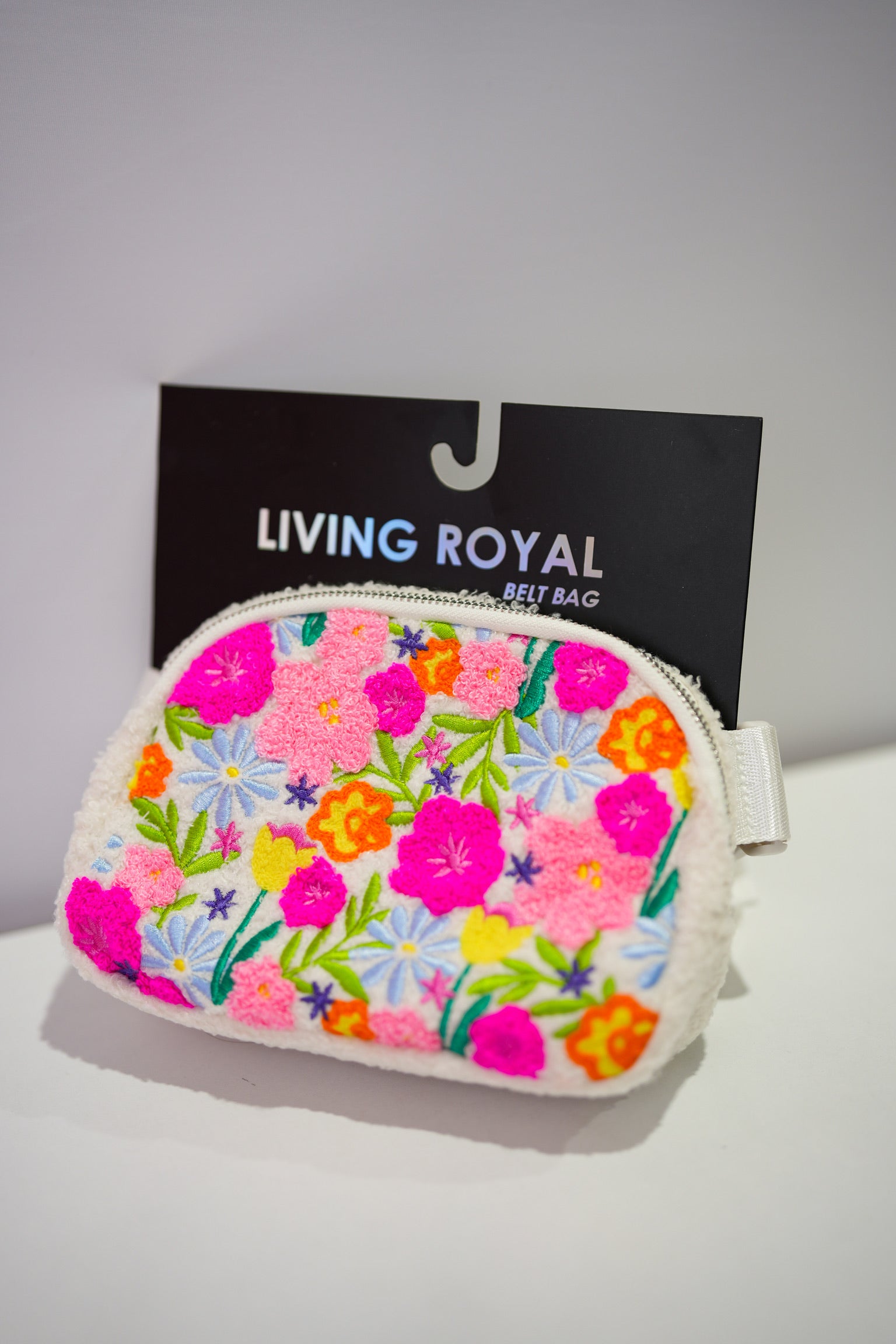 Adjustable Belt Bag - Spring Flowers in Bloom - White - Southern Belle Boutique