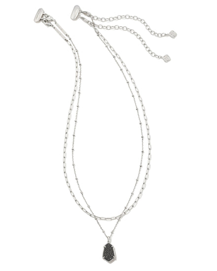 Alexandria Multi Strand Necklace Silver Platinum Drusy - Southern Belle Boutique