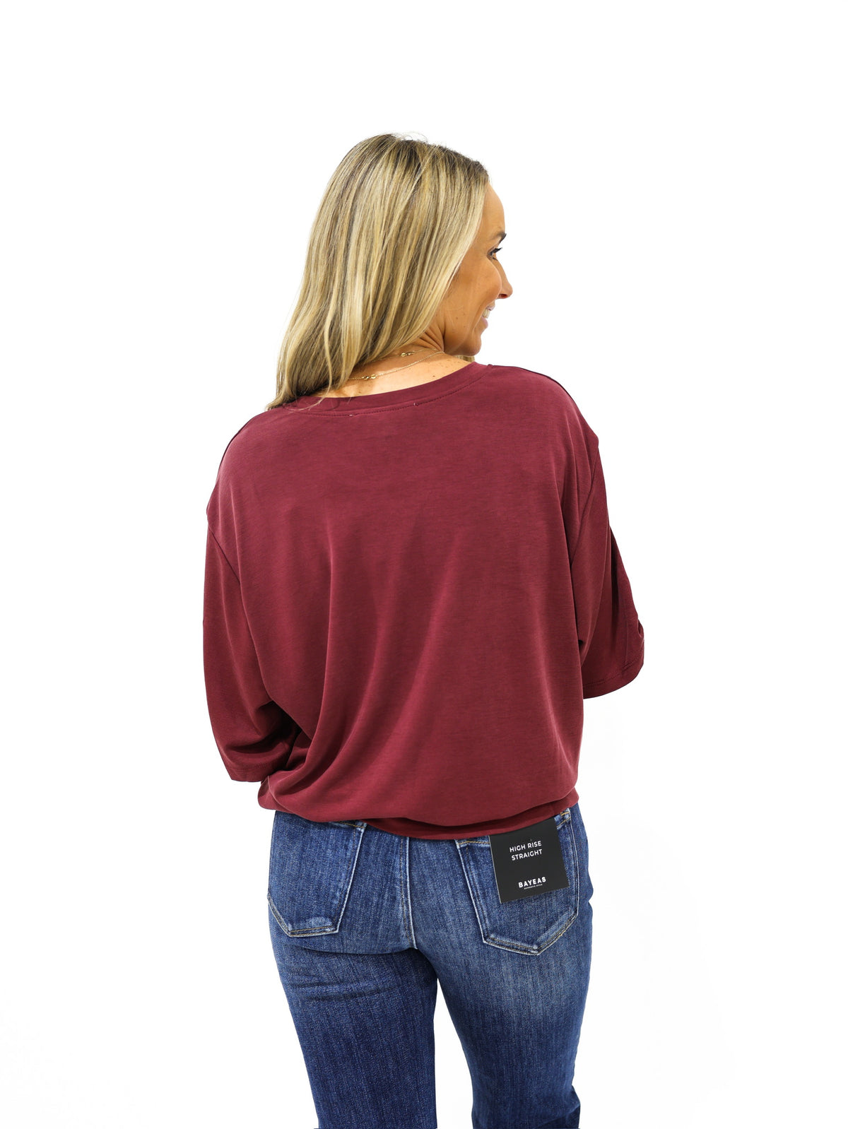 Burgundy Tie Sleeve Top