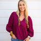 Burgundy Lace VNeck Blouse