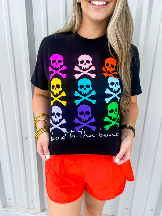 Colorful Bad to the Bone Tee - Southern Belle Boutique