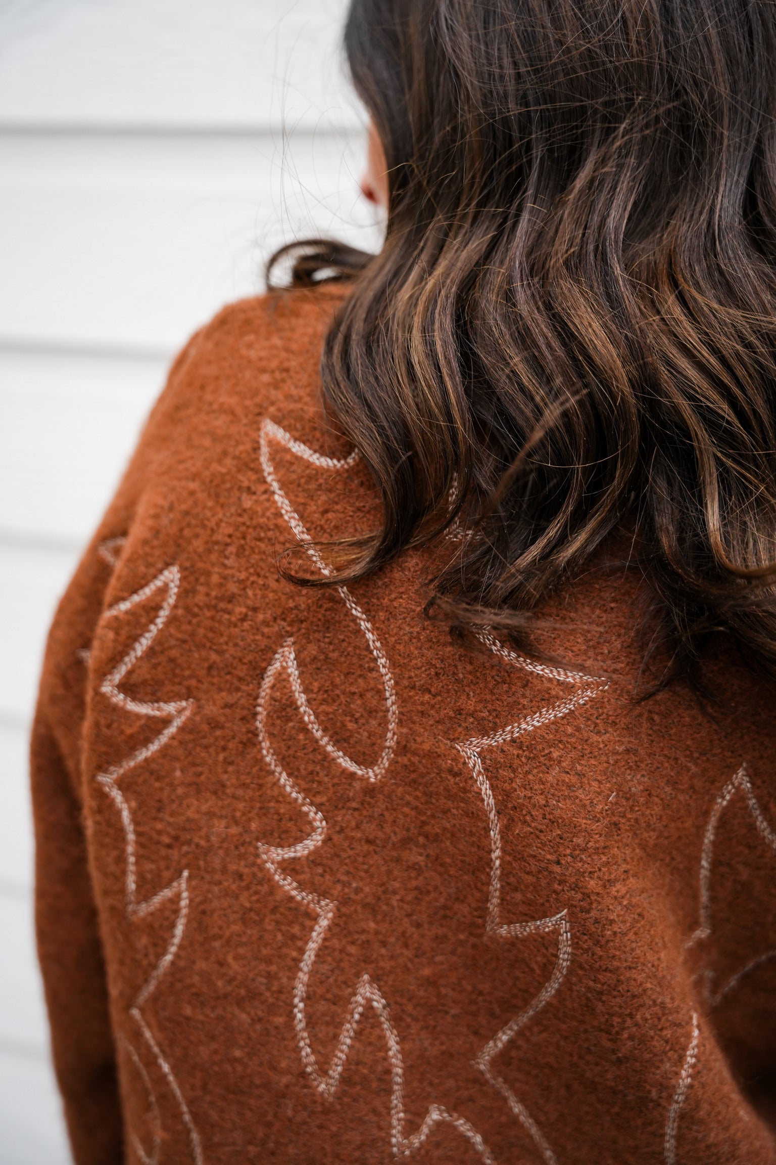 Western Boots Stitched Sweater - Southern Belle Boutique