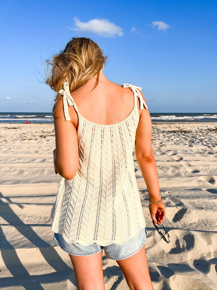 Karine Crochet Halter - Vintage Cream - Southern Belle Boutique