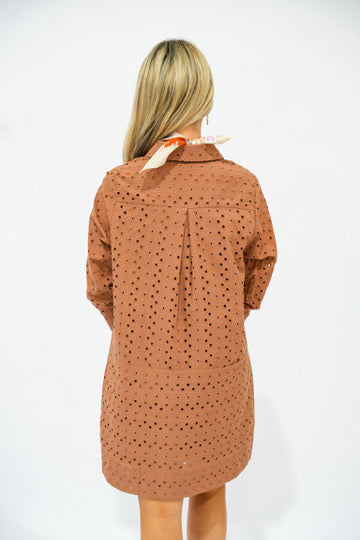 Beth Eyelet Dress - Brown - Southern Belle Boutique