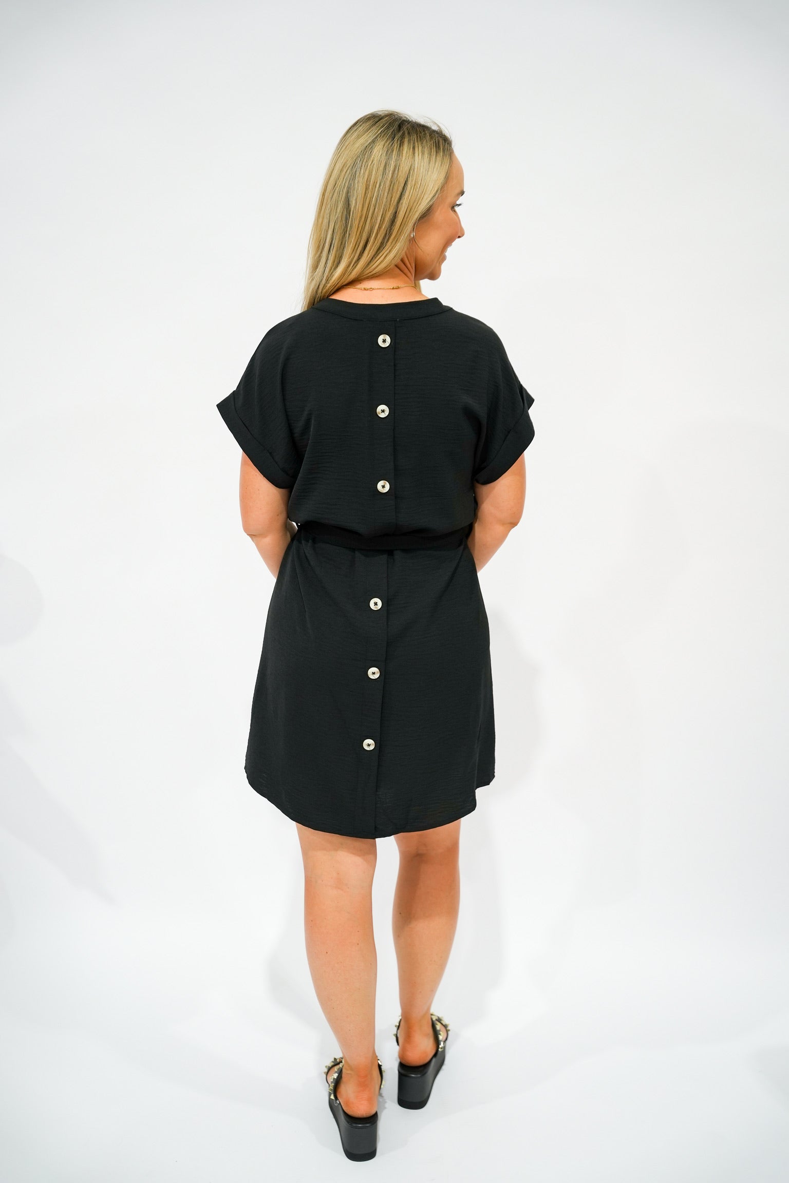 Black Tie Waist Shirt Dress - Southern Belle Boutique