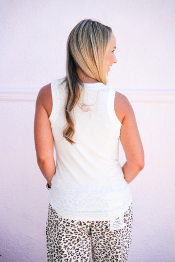 Cleo Ribbed Tank - White