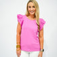 Hot Pink Eyelet Sleeve Top - Southern Belle Boutique