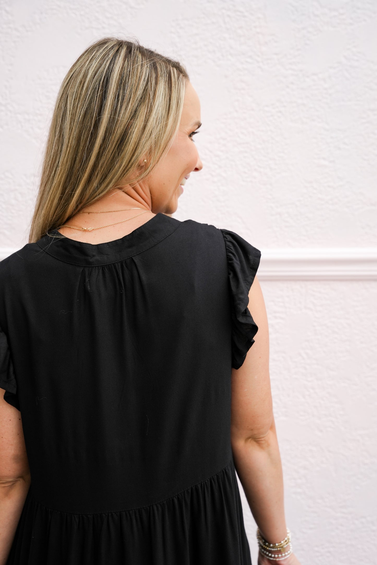 Black Multi Ruffled Dress