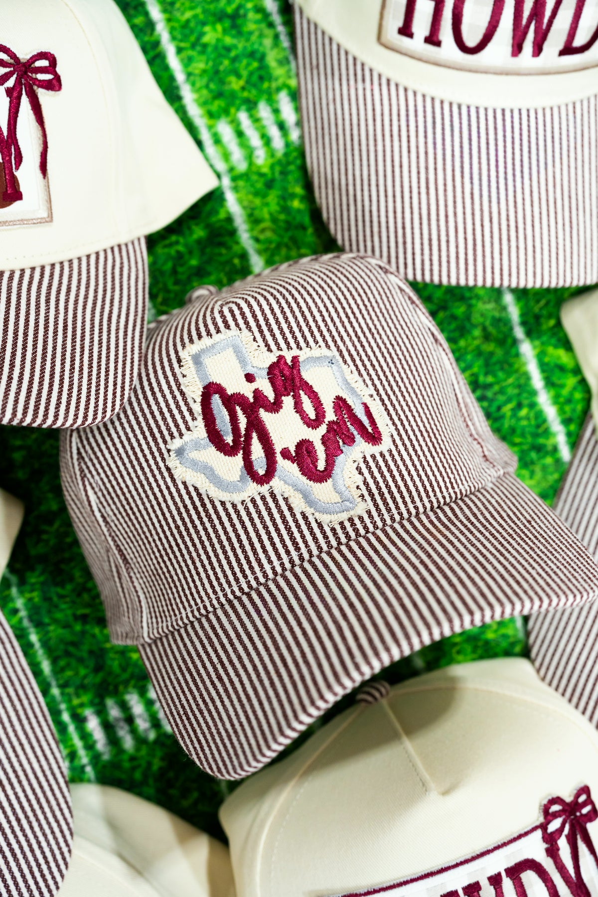 Gig'em Maroon Striped Trucker Hat