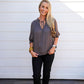 Charcoal Tie Front Top