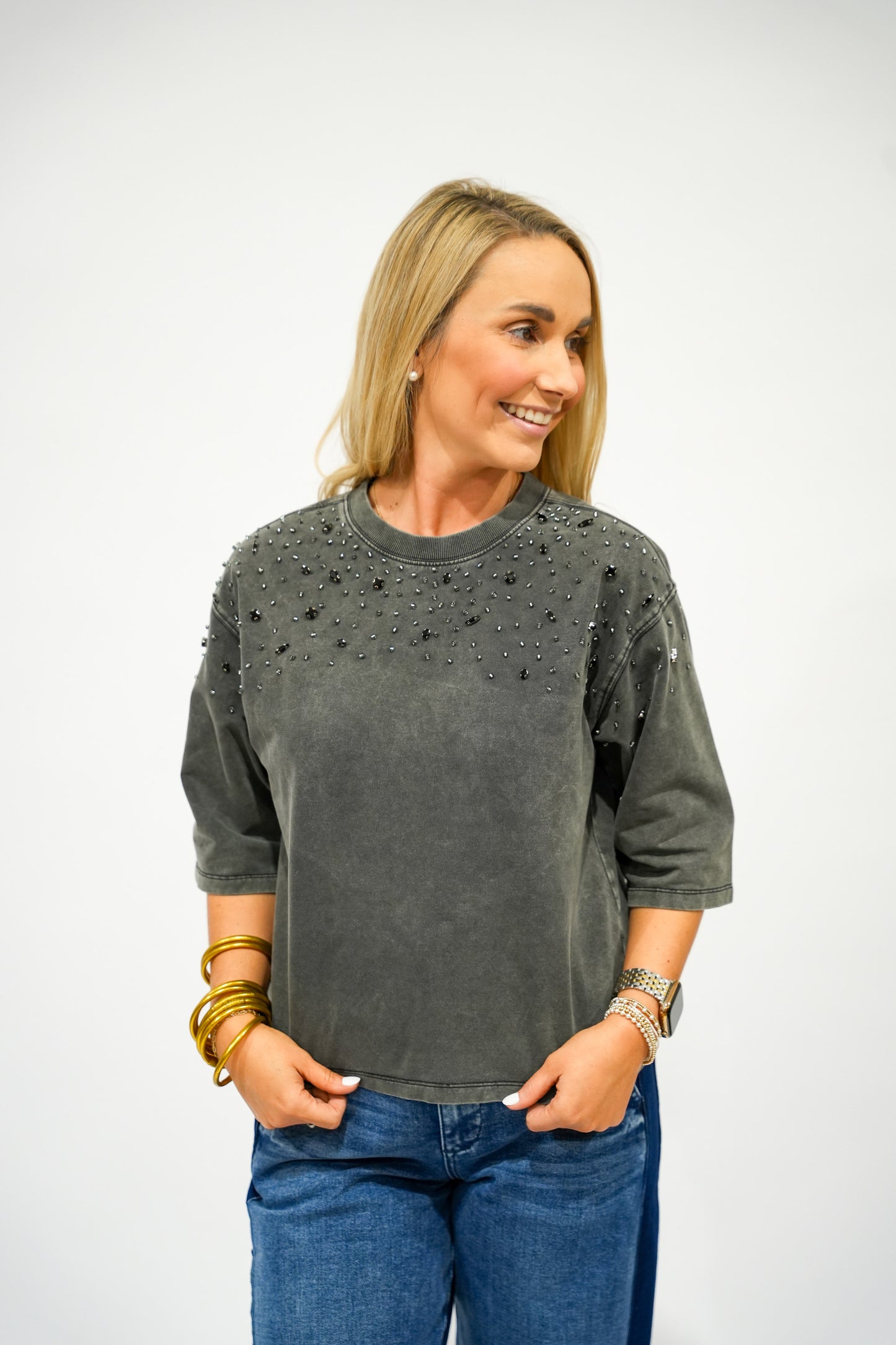 Octavia Top - Black Acid Wash