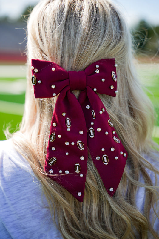Game Day Charms Bow Clip - Maroon