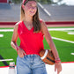 Noa V-Neck Tank - Infra Red - Southern Belle Boutique