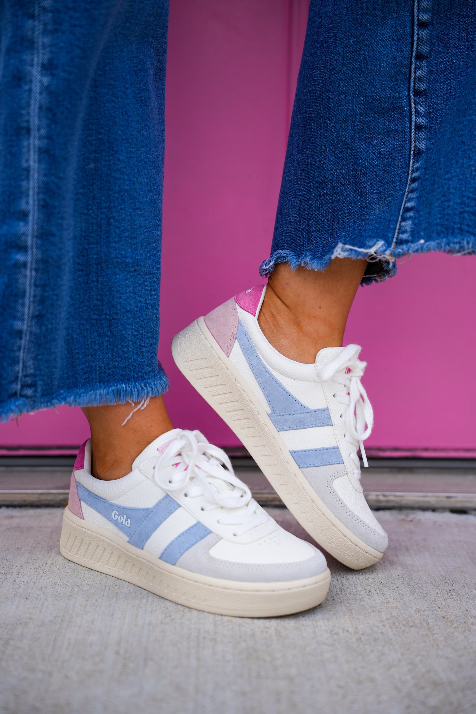 Grandslam Trident Trainer White/Air Fluro Pink Sneakers - Southern Belle Boutique